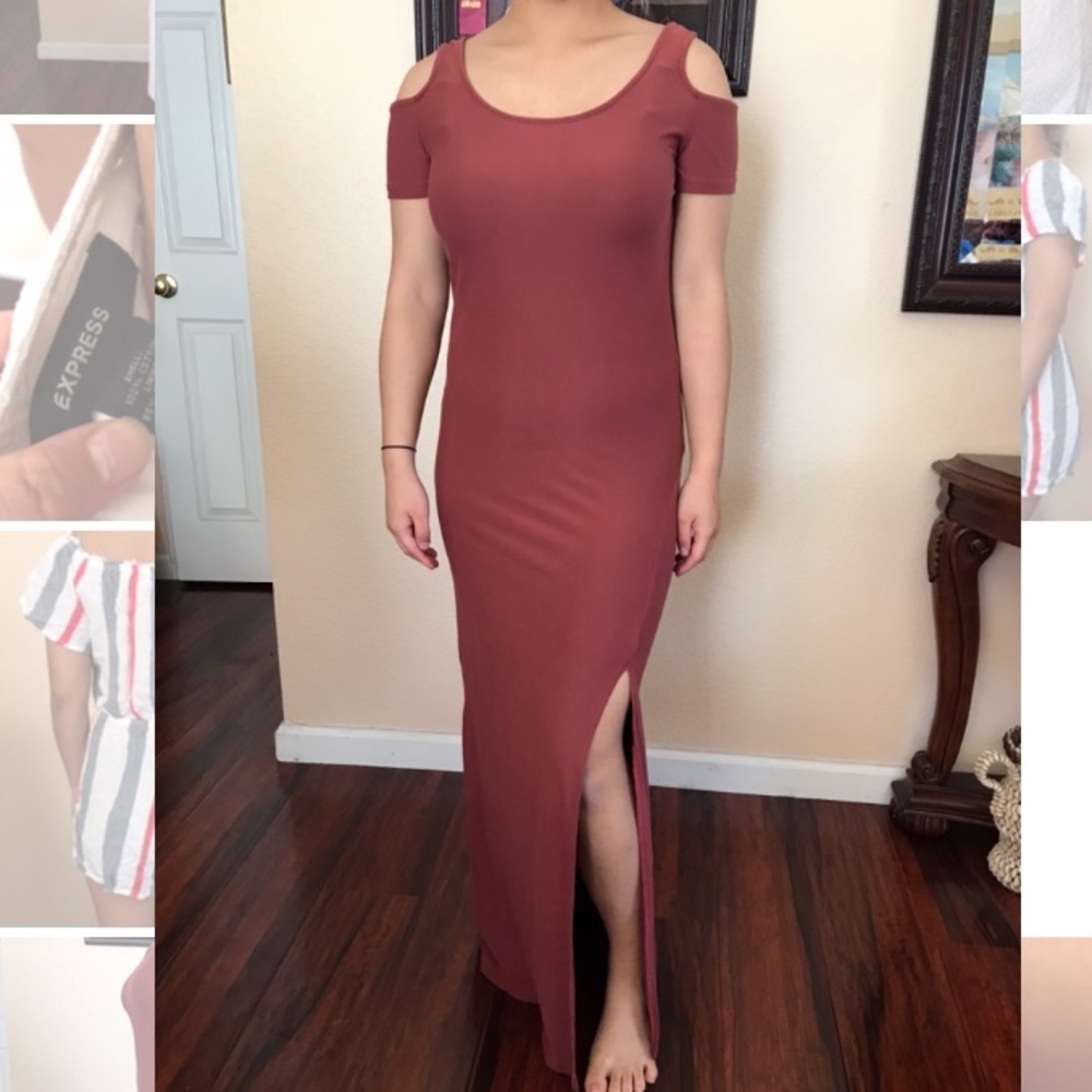Mauve red maxi dress